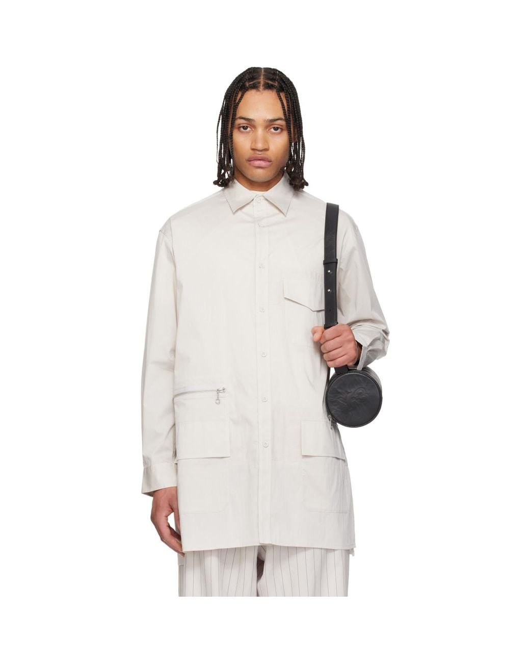 Y-3 White Taupe Ls Shirt for men