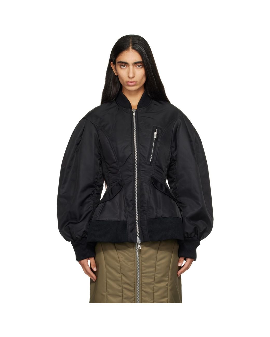 Simone Rocha Black Padded Sculpted Bomber Jacket