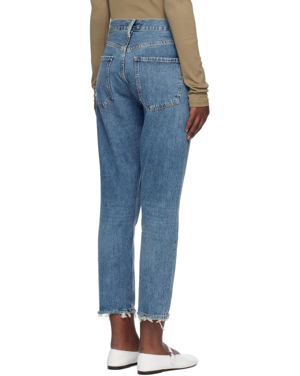 Agolde ブルー Riley ハイウエスト ストレート クロップドジーンズ Blue