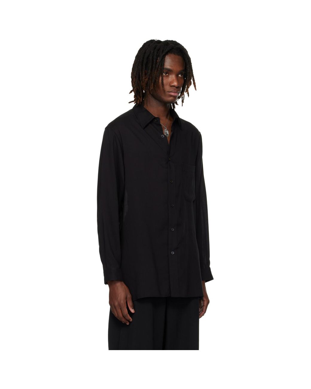 Yohji Yamamoto Black Cellulose Lawn Double Collar Shirt for men