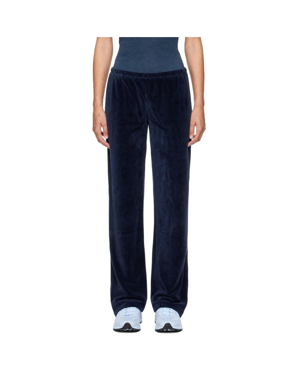 Sporty & Rich Blue Signature Logo Krystal Track Pants