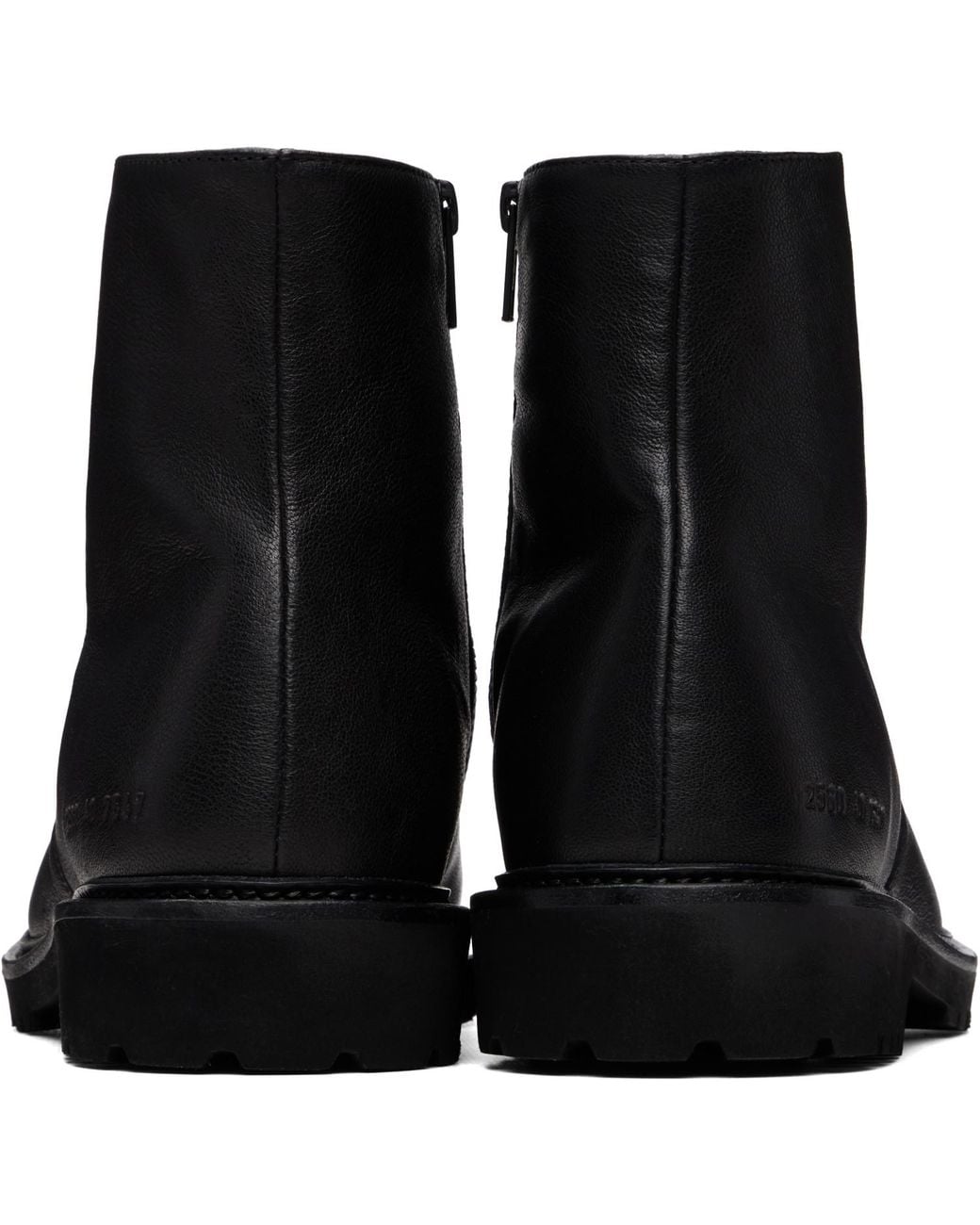 Common Projects Black Leather Piuma Zipper Boots for men