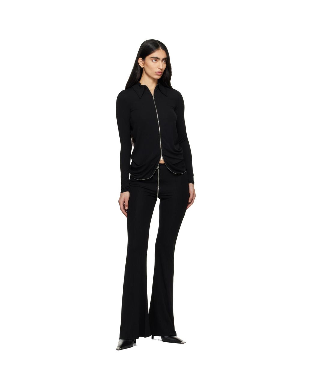 Alexander Wang Black Mid-Rise Zipper Trousers