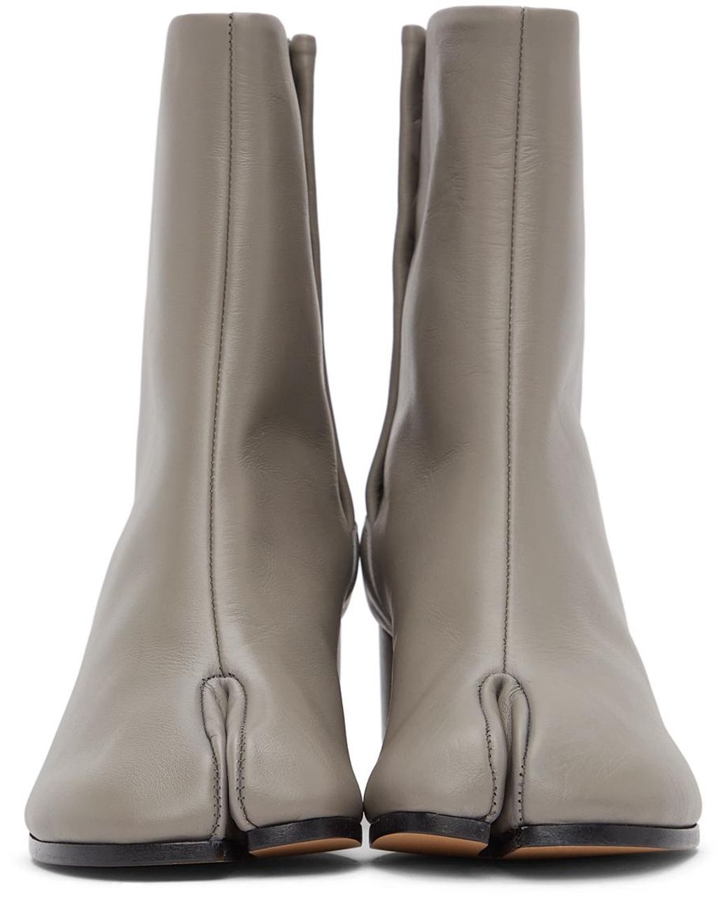 Grey Mid Heel Tabi Boots in Gray 