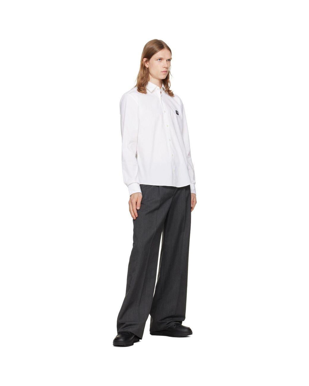 HUGO White Stretch-Cotton Canvas Slim-Fit Shirt for men