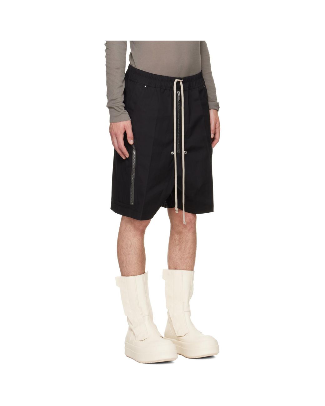 Rick Owens Black Tower Heizer Cargo Shorts for men