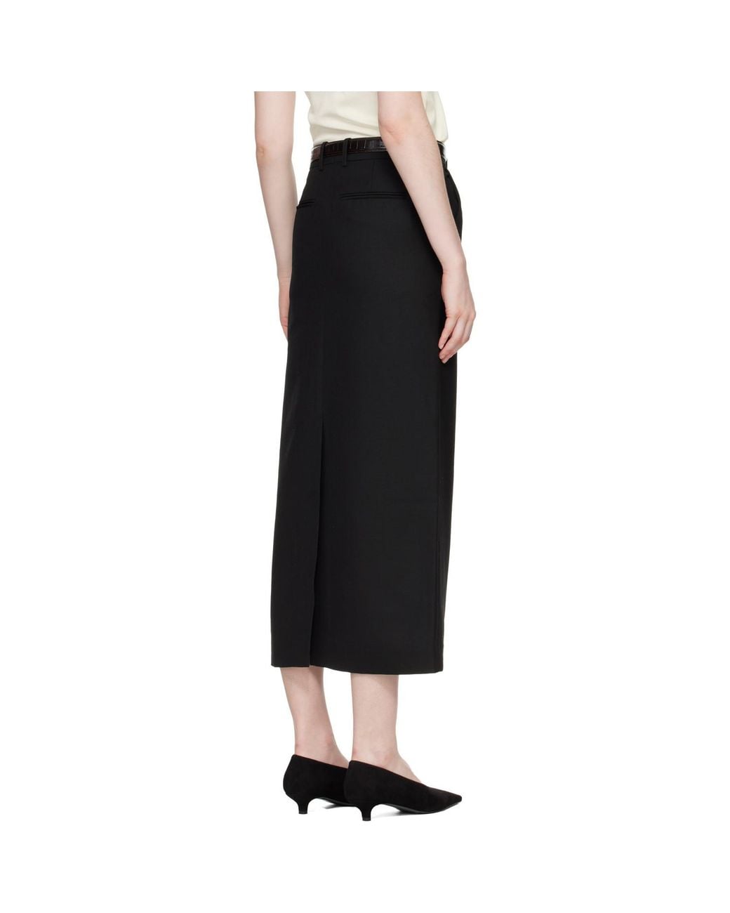 Totême  Black Low-Waist Straight Maxi Skirt