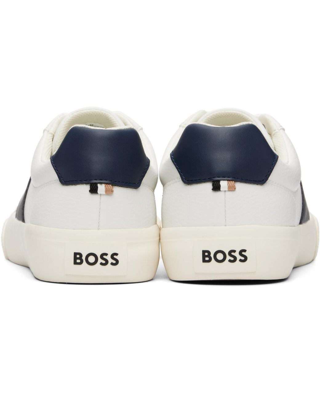 Boss Black Grained Faux-Leather Sneakers for men