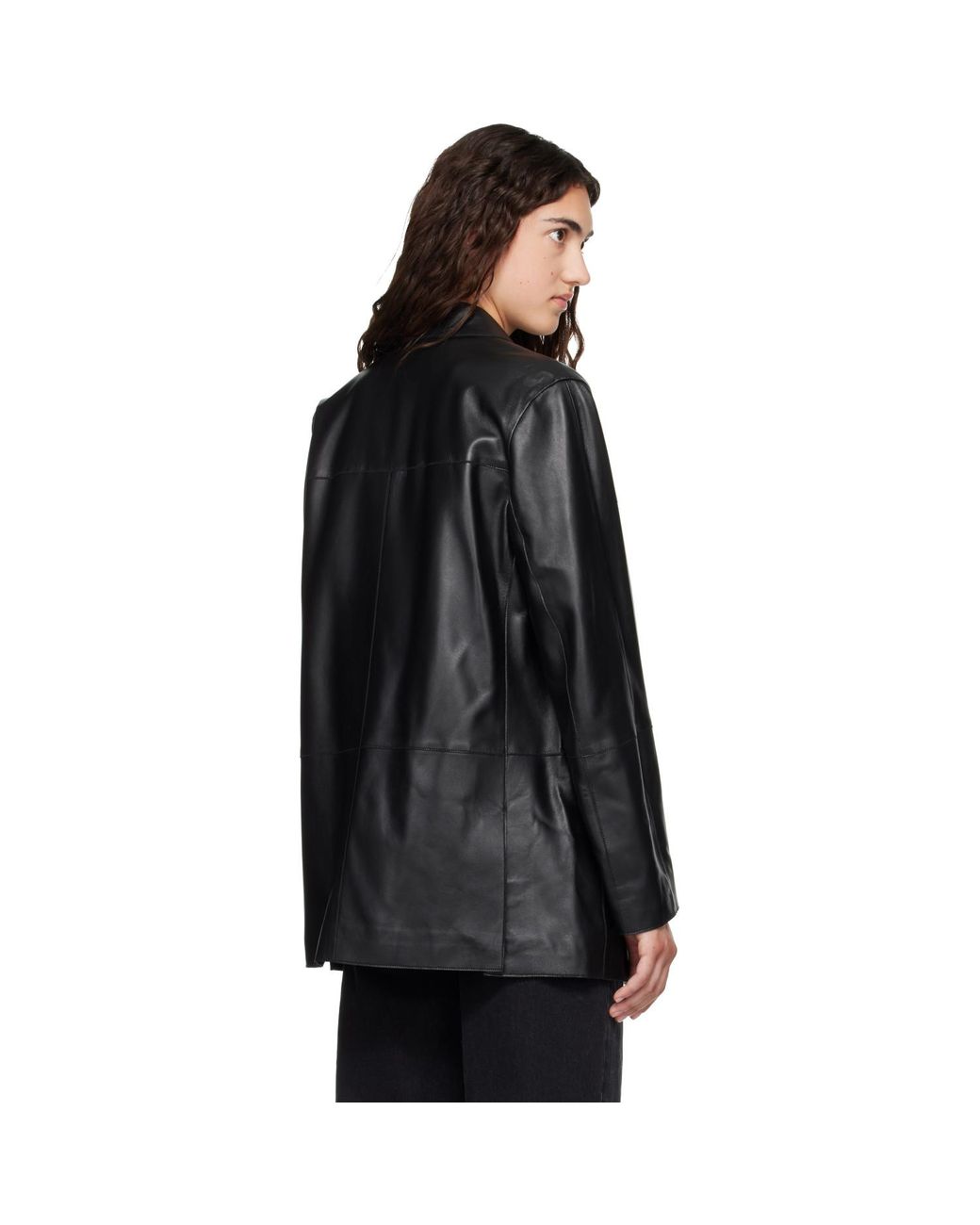 Loulou de Saison Black Nari Straight Leather Jacket