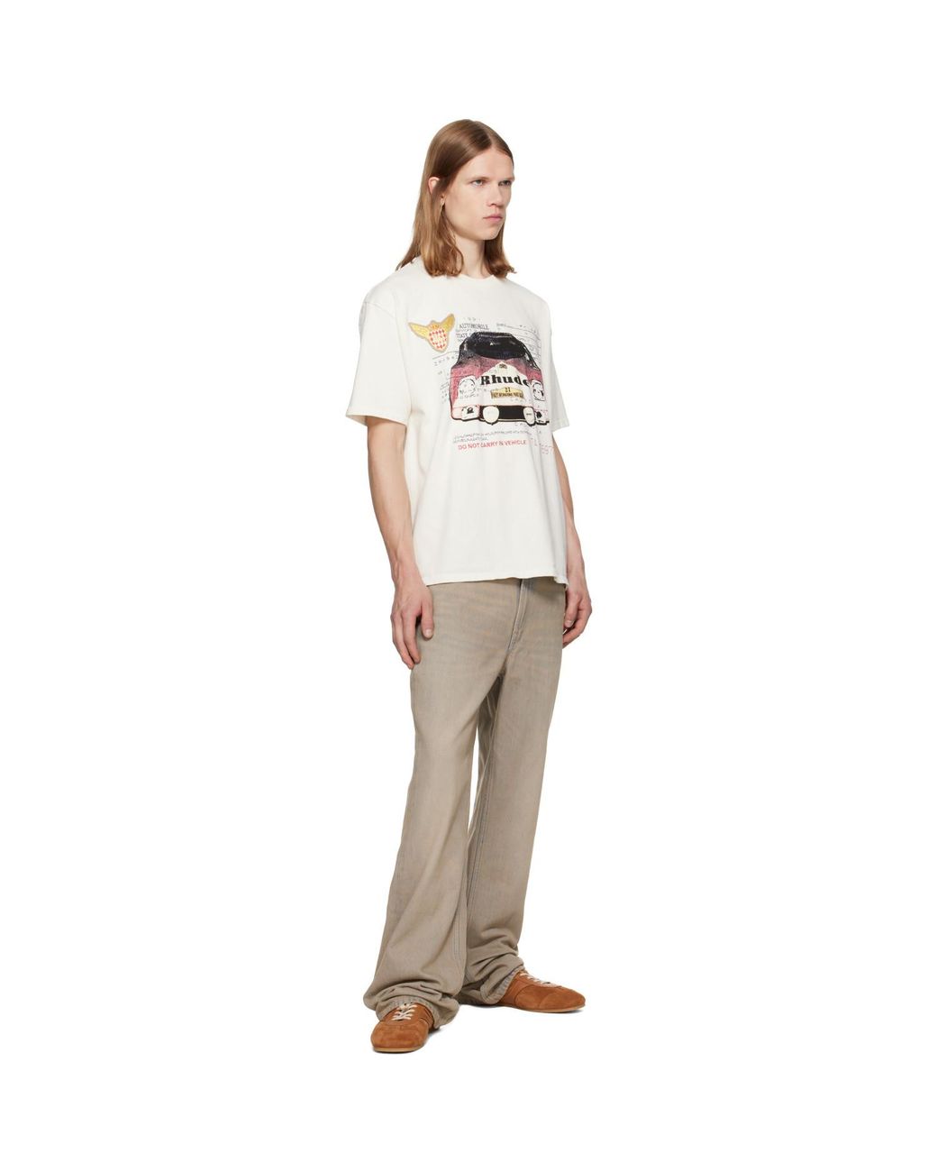 Rhude White Off- Slip T-Shirt for men