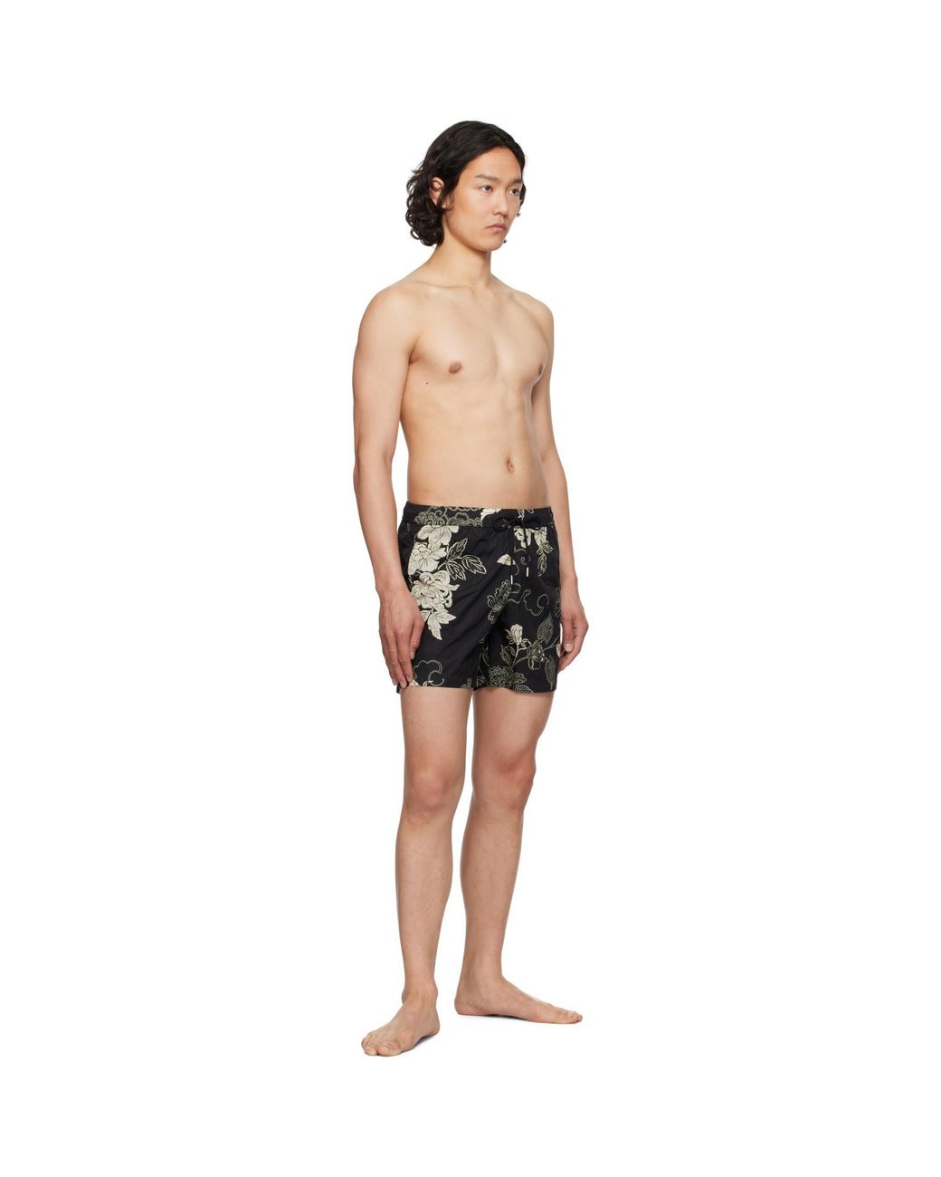 Moncler Black Floral Print Swim Shorts for men