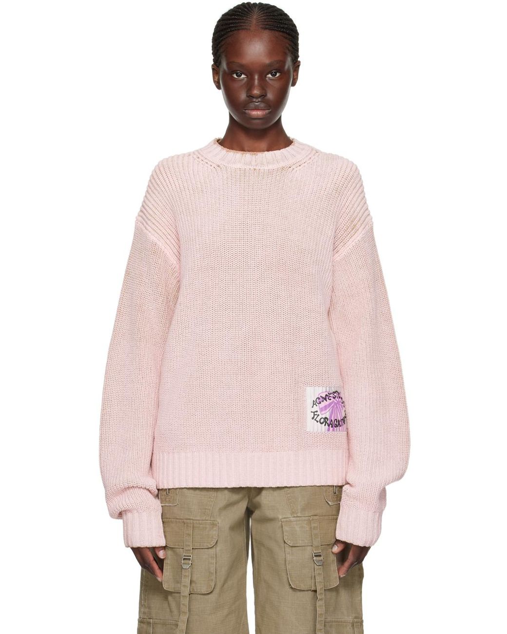 Acne Studios Pink Patch Sweater Lyst UK