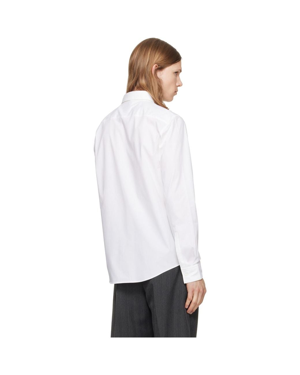 HUGO White Stretch-Cotton Canvas Slim-Fit Shirt for men