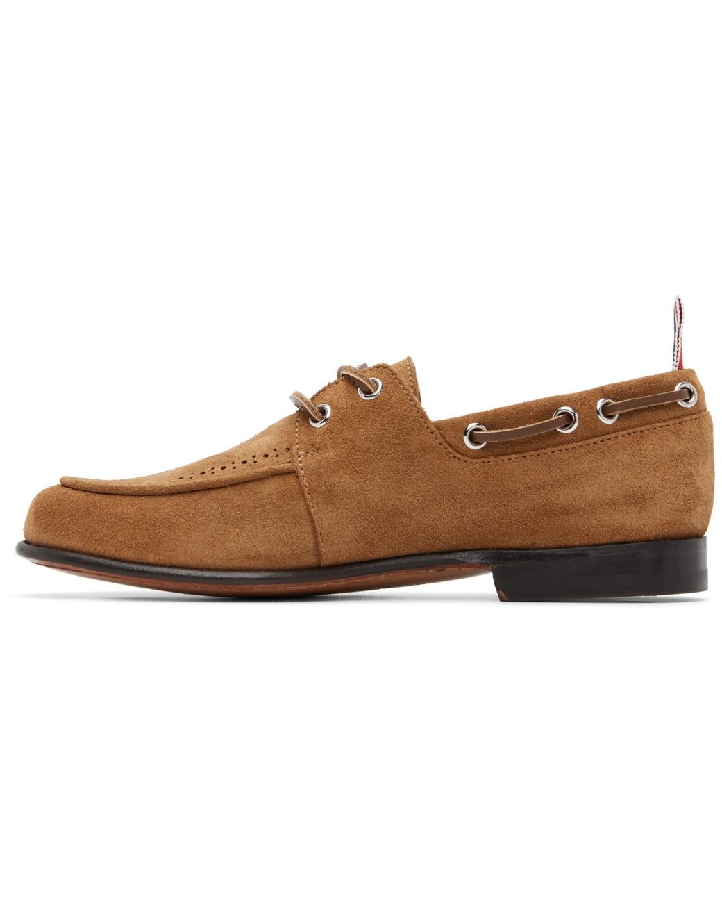 Thom Browne Brown Tan Suede Flex Leather Sole Boat Shoes