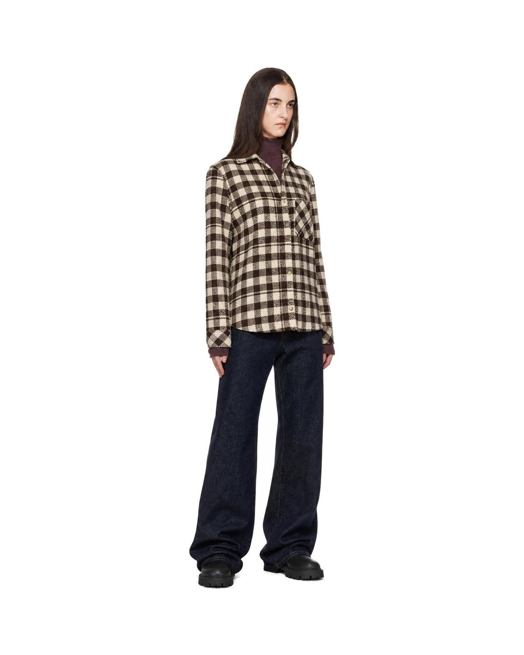 Moncler Black Check Wool Shirt