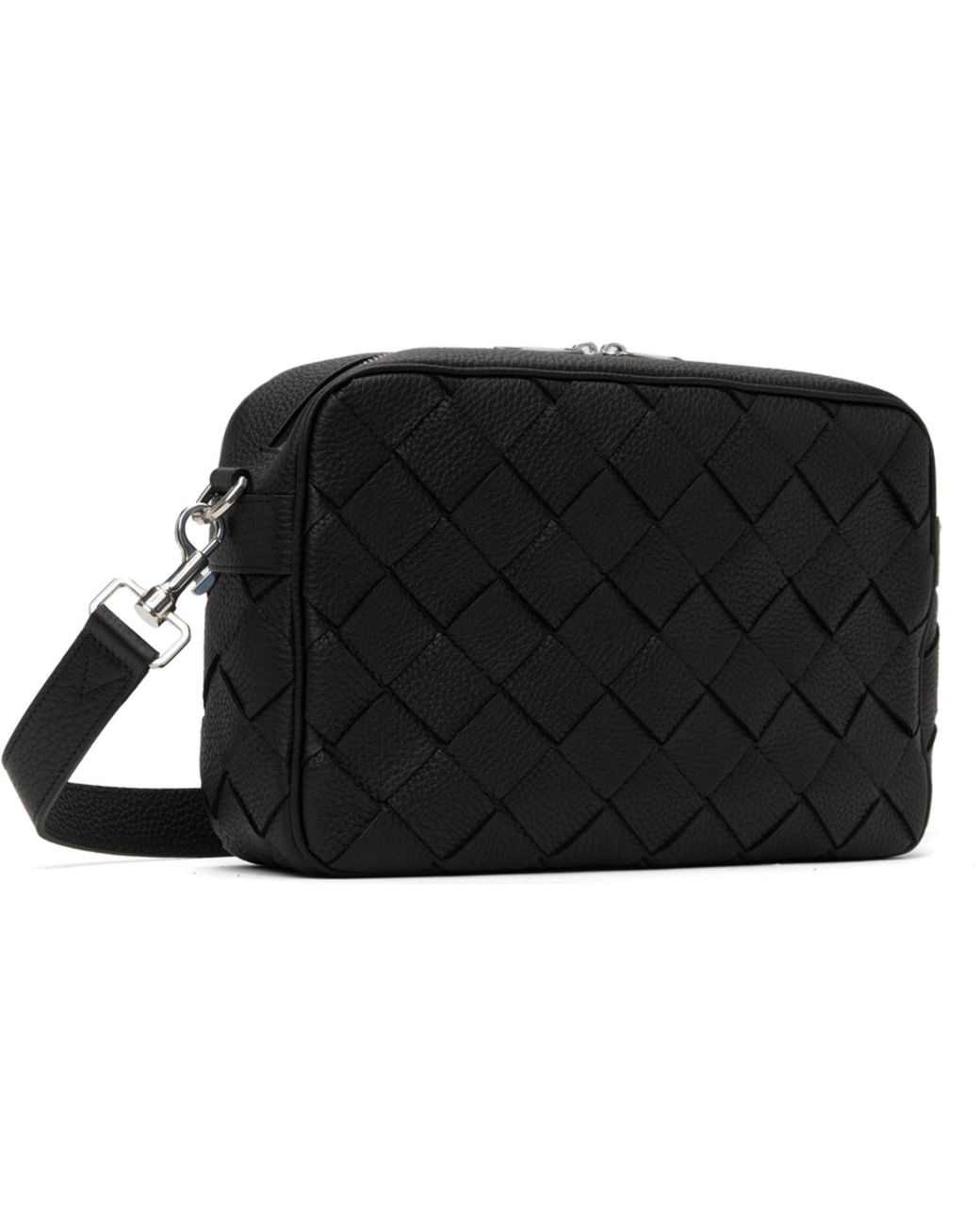 Bottega Veneta Black Medium Intrecciato Camera Bag for men