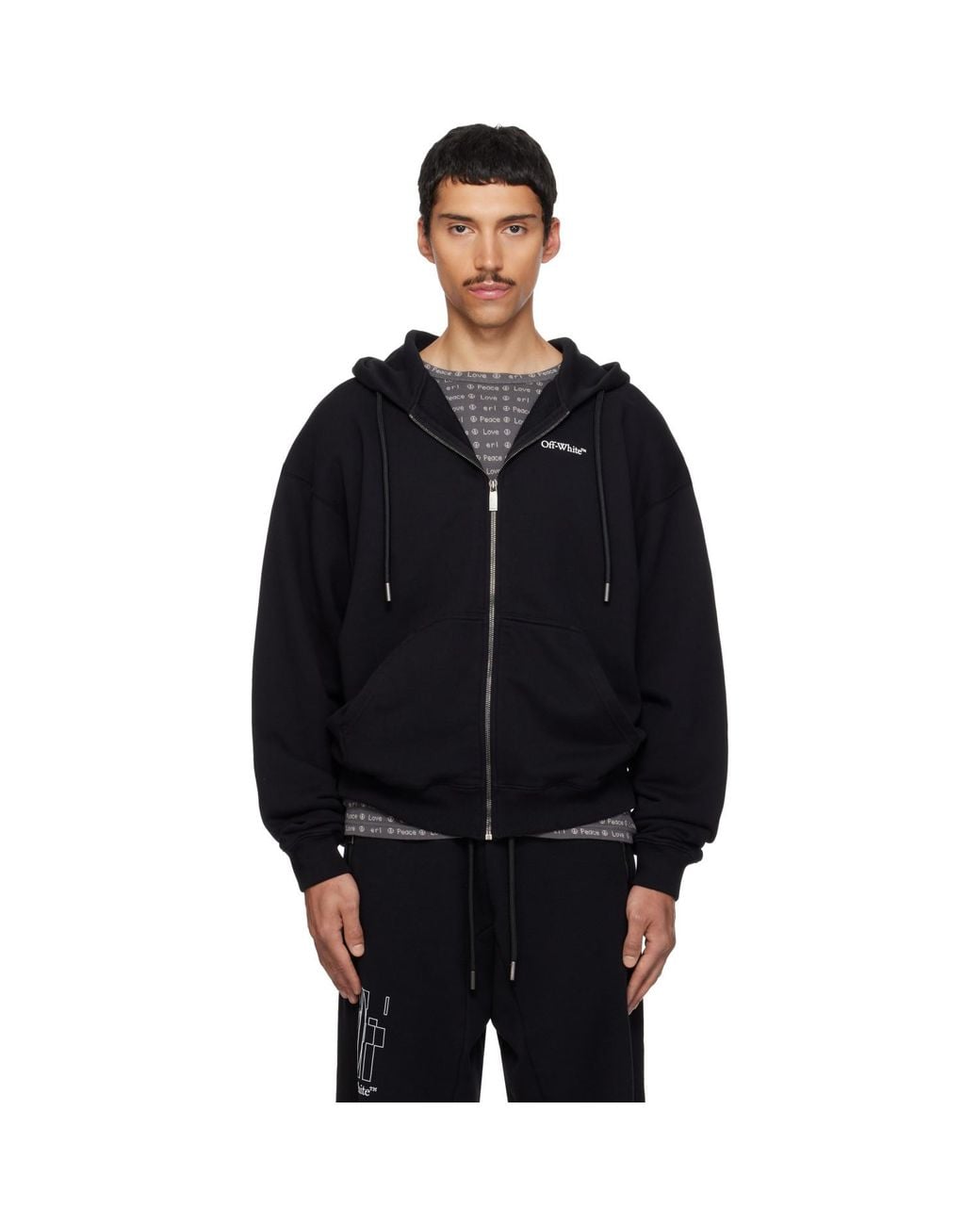 Off-White c/o Virgil Abloh Black Half Arrow Skate Zip Hoodie for men