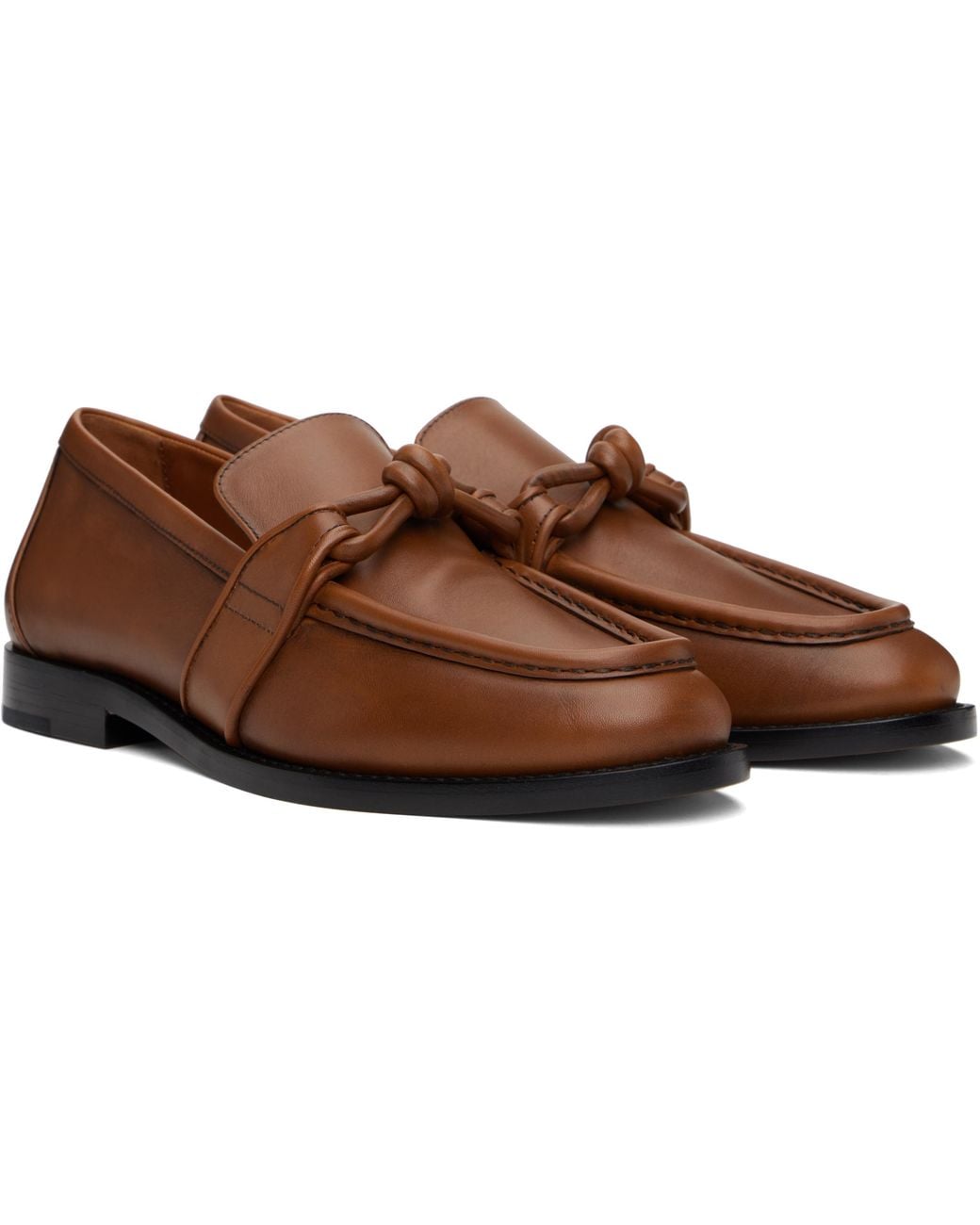 Bottega Veneta Black Tan Astaire Loafers