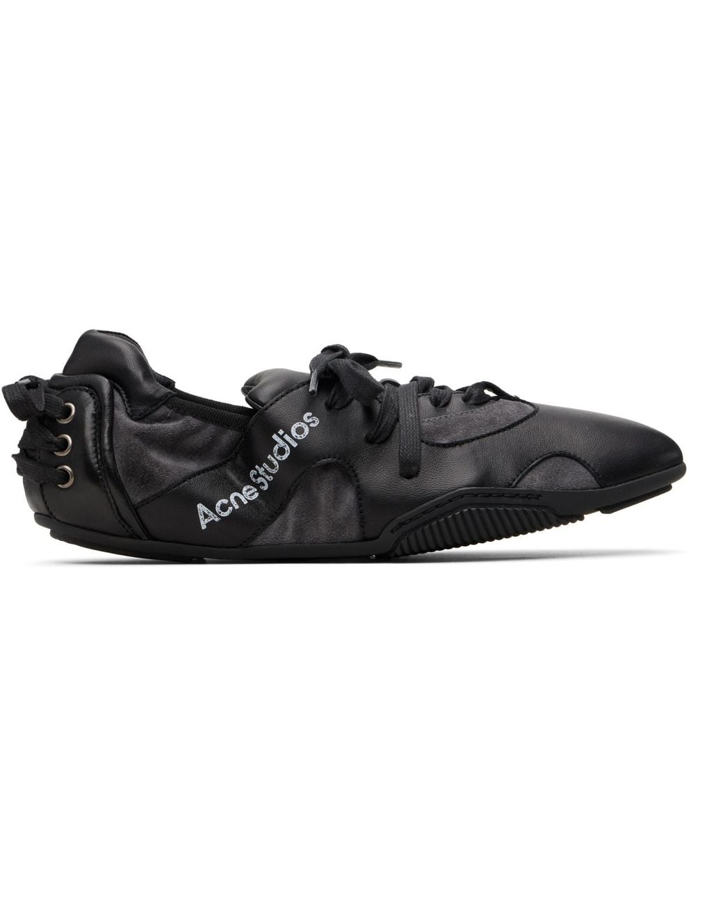 Acne Black Leather Lace-Up Sneakers for men