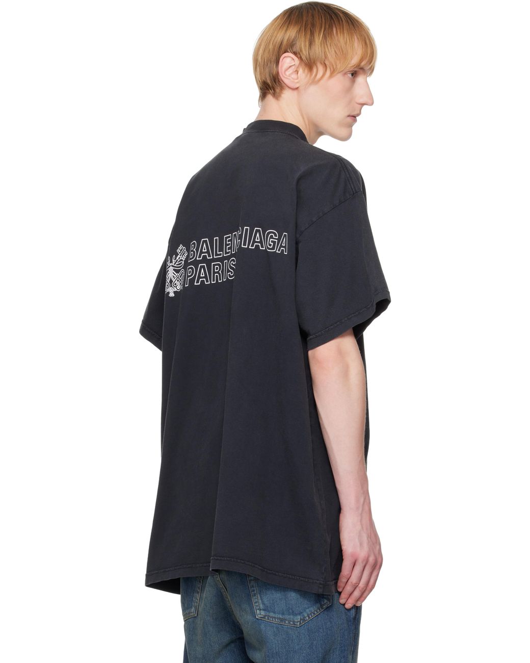 Balenciaga Key Crest Vintage Jersey Oversized T-Shirt in