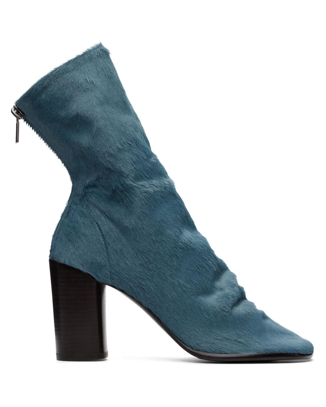 Lemaire Blue 80 Mm Glove Pony Heeled Ankle Boots