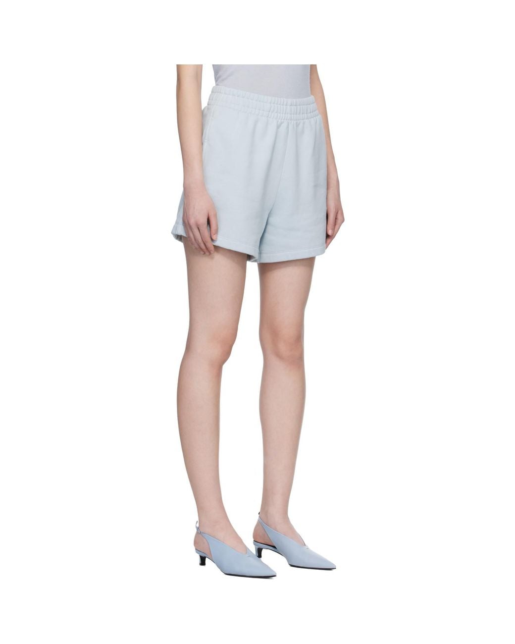 Anine Bing Blue Kam Framed Monogram Shorts