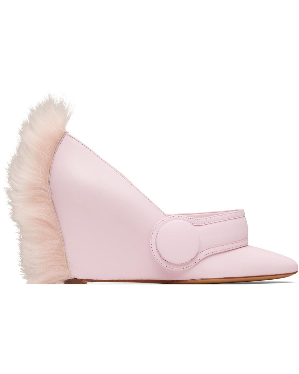 VAQUERA Pink Leather Shearling Heels