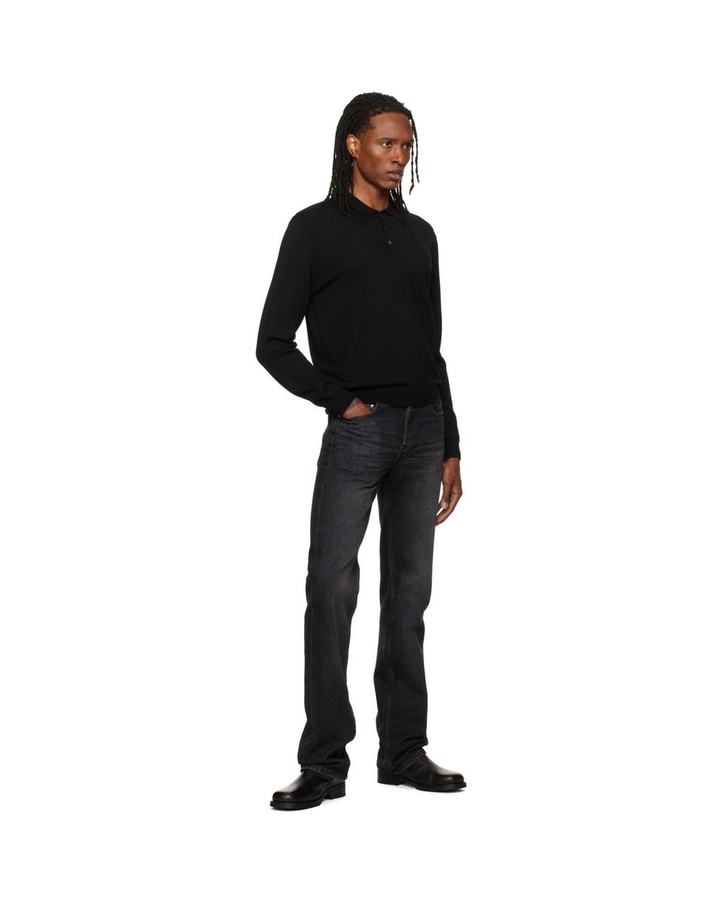 A.P.C. Black Wool Polo for men