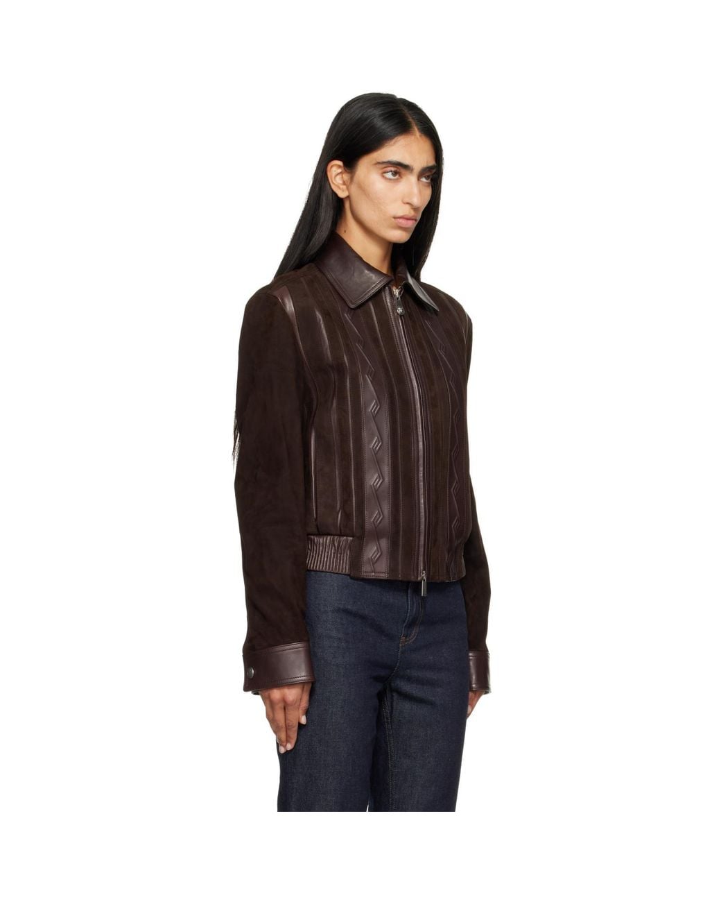 Versace Black Nappa Leather & Suede Blouson Jacket