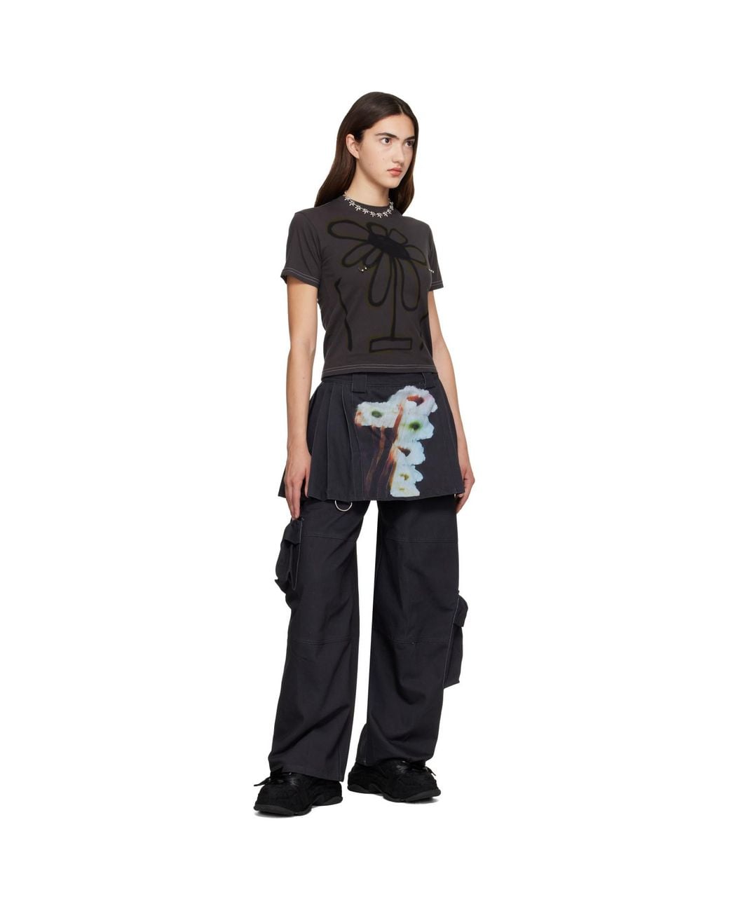 Collina Strada Black Flower Pot Pierced T-Shirt