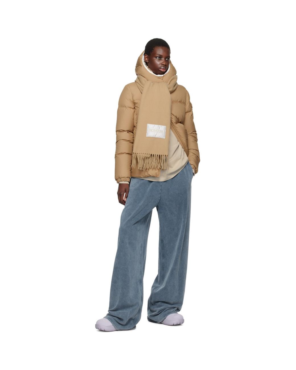 Moncler Blue Tan Fourmines Short Down Jacket