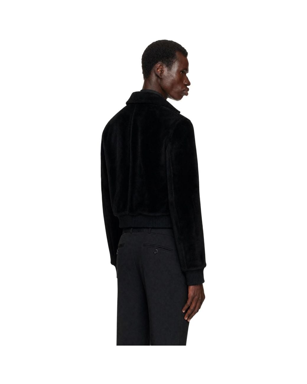 Ernest W. Baker Black Zip Shearling Jacket for men