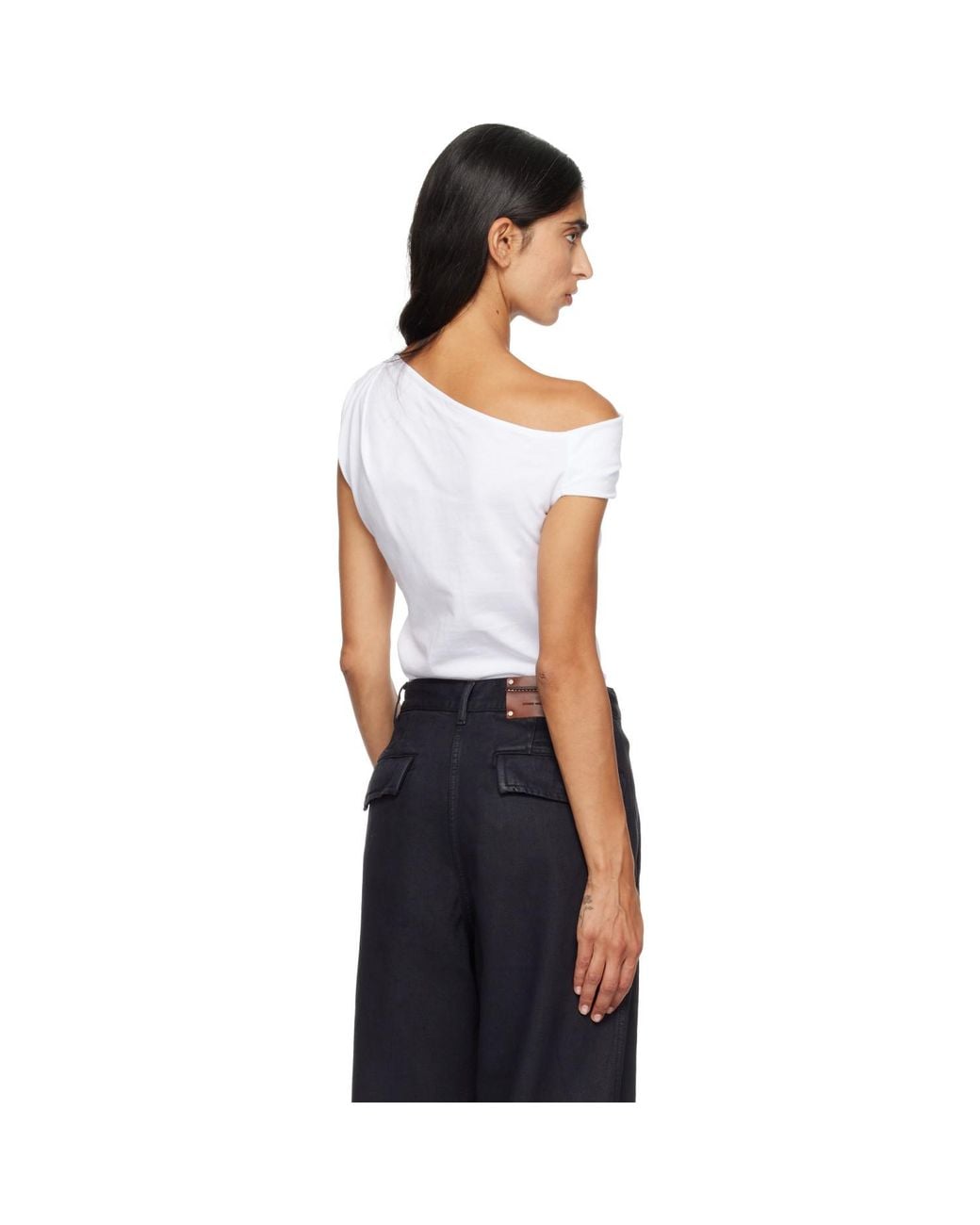Dries Van Noten Blue Off-Shoulder Jersey Top