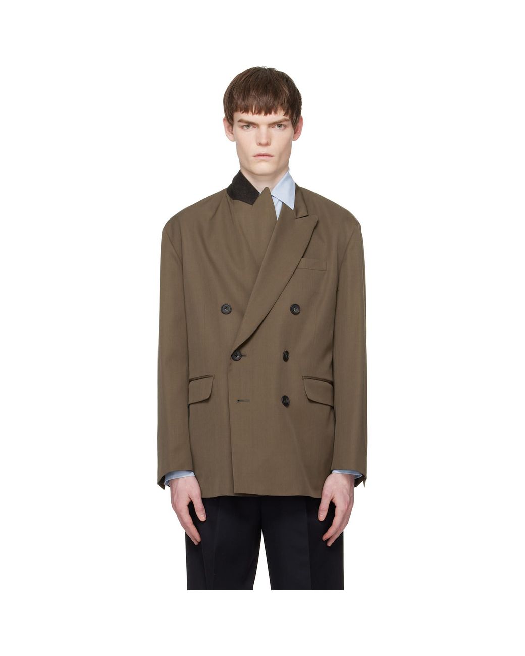 Ssstein Taupe Oversized Double Breasted Blazer in Brown for Men | Lyst