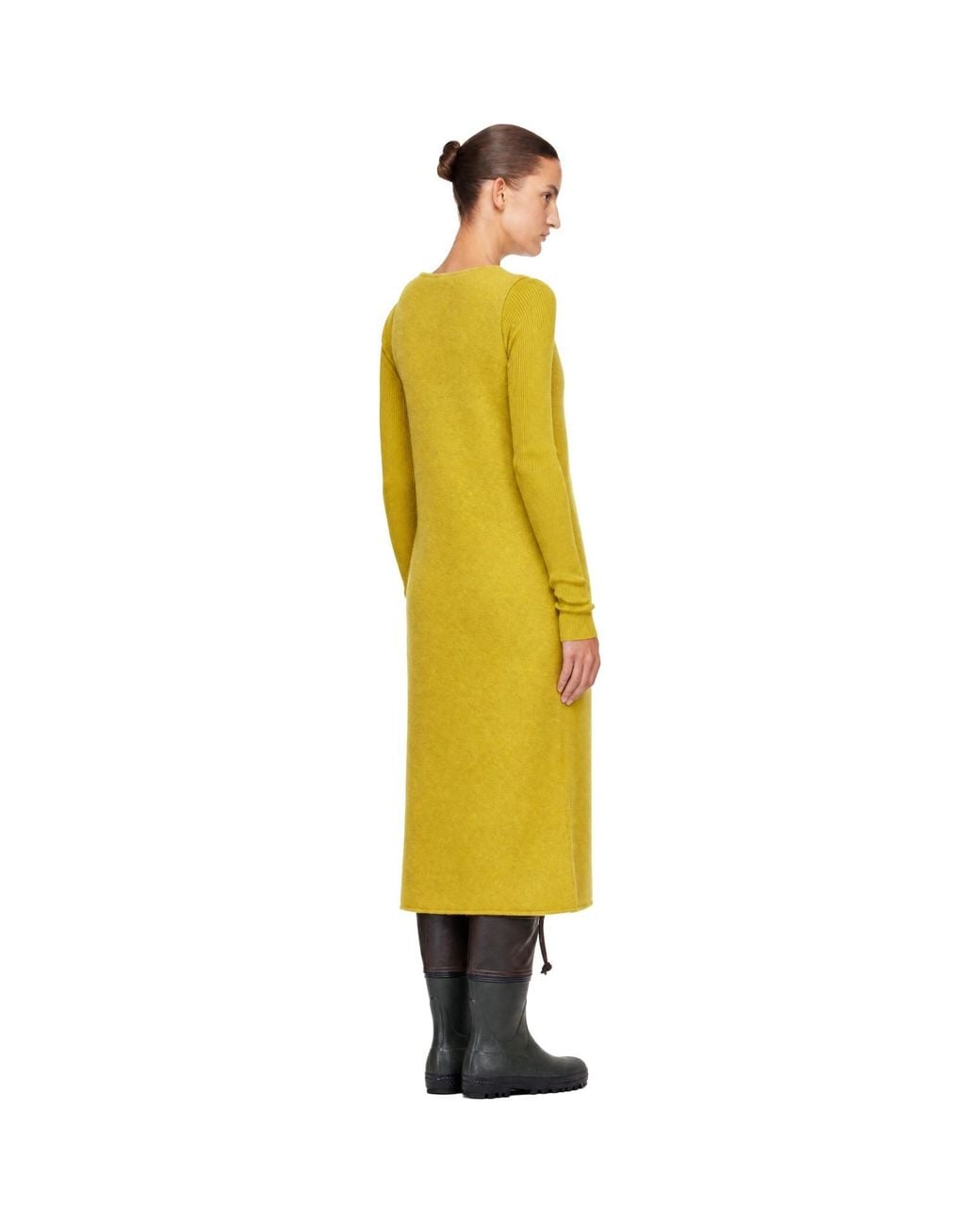 Rier Yellow Walker Slip Midi Dress