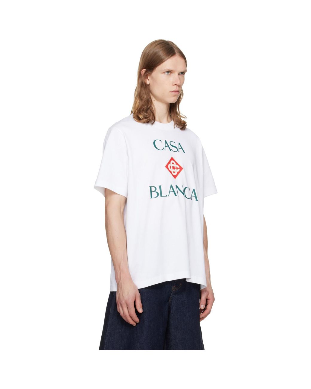 Casablanca White Diamond Logo Short Sleeve T-Shirt for men