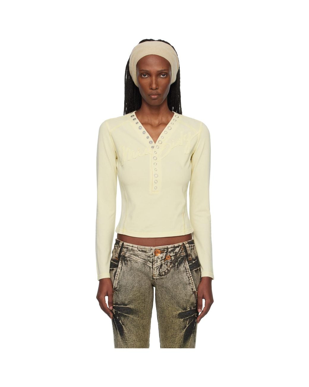 Miss Sixty Green Knwls Edition Logo Patchwork Top