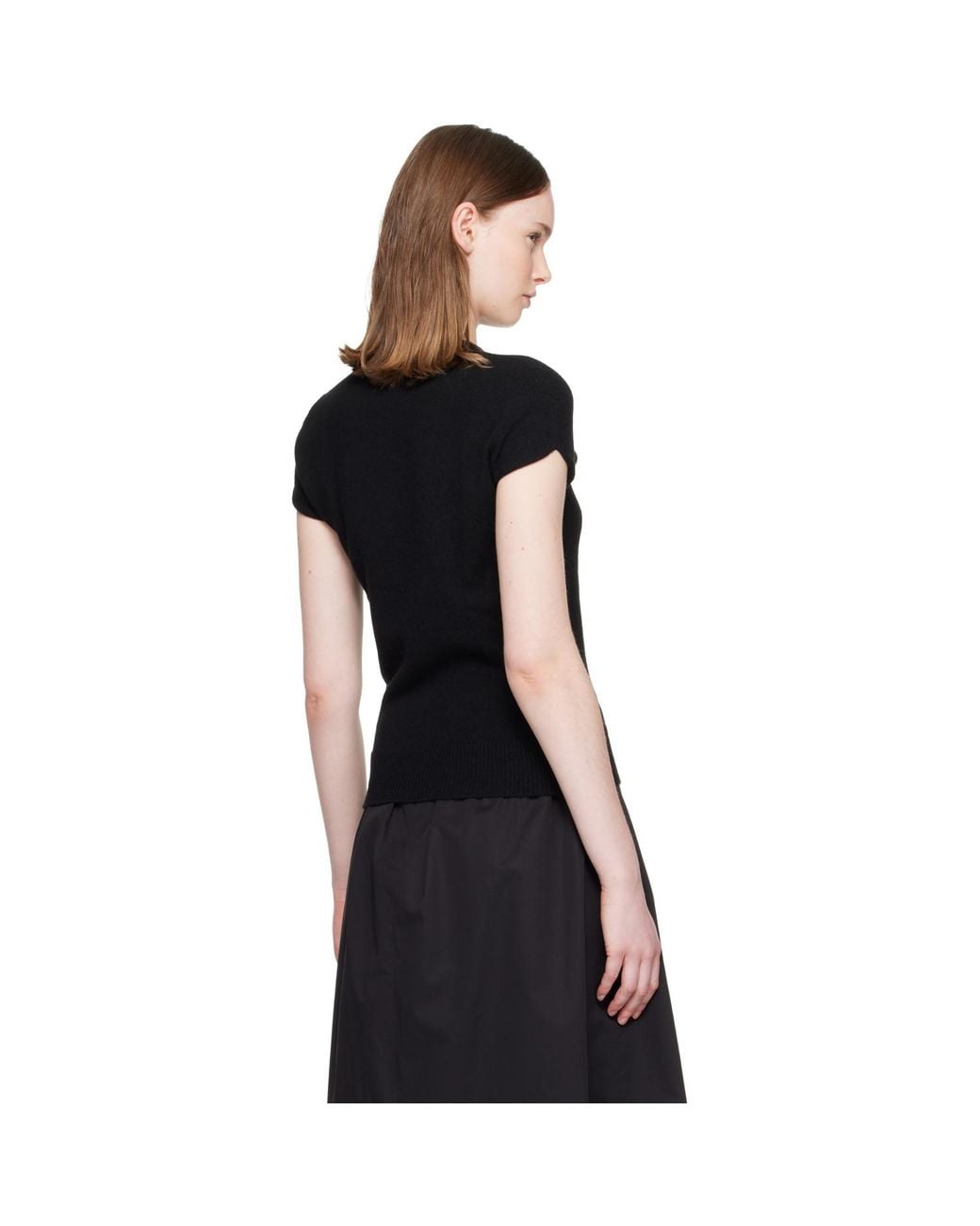 Balmain Black Short Sleeve Cashmere Sweater