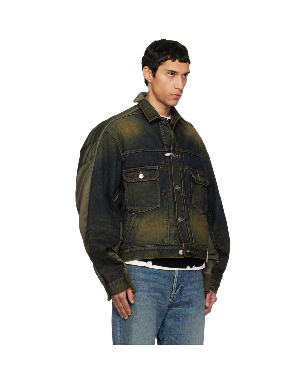 Maison Mihara Yasuhiro Black Khaki & Front Back Combined Denim Jacket for men