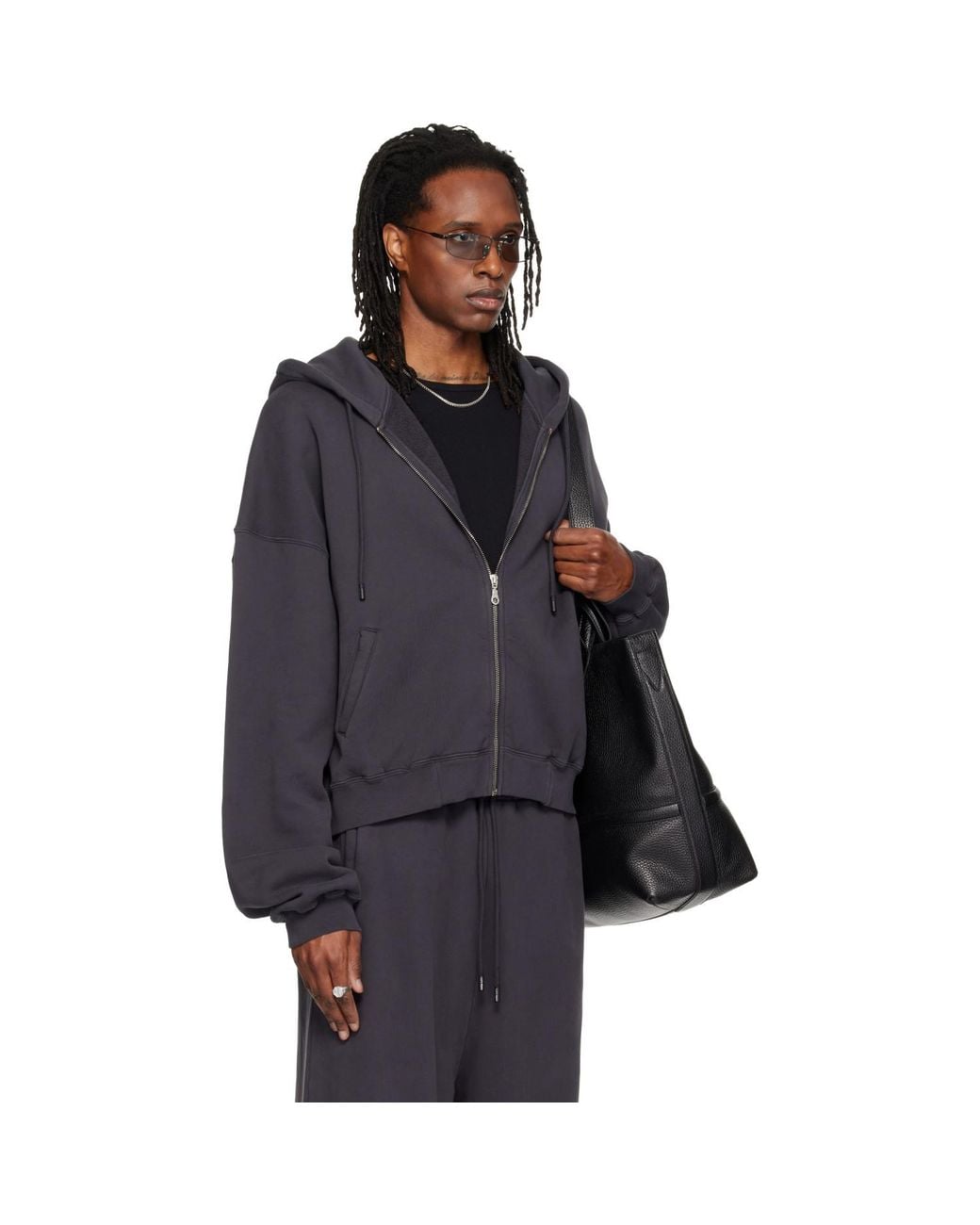 Lu'u Dan Blue Washed Zip Hoodie for men