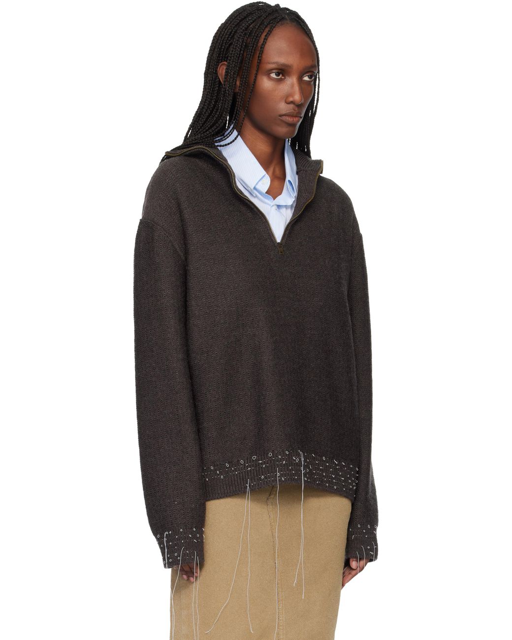 Maison Margiela Loose Thread Sweater in Black | Lyst Australia