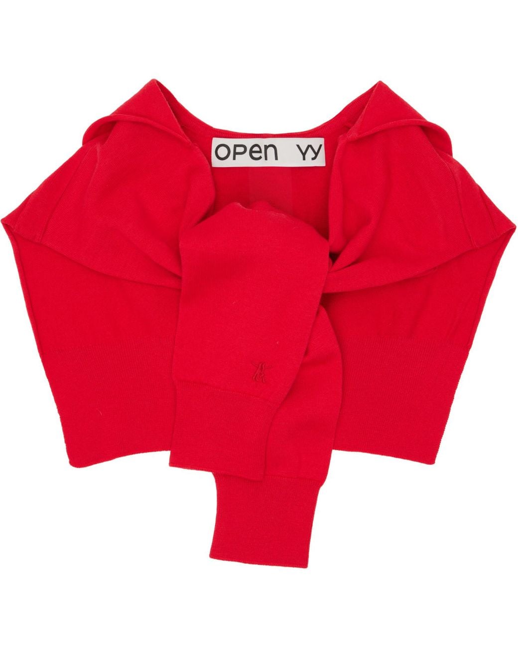 OPEN YY Red Hoodie Sleeve Layer Scarf Hood