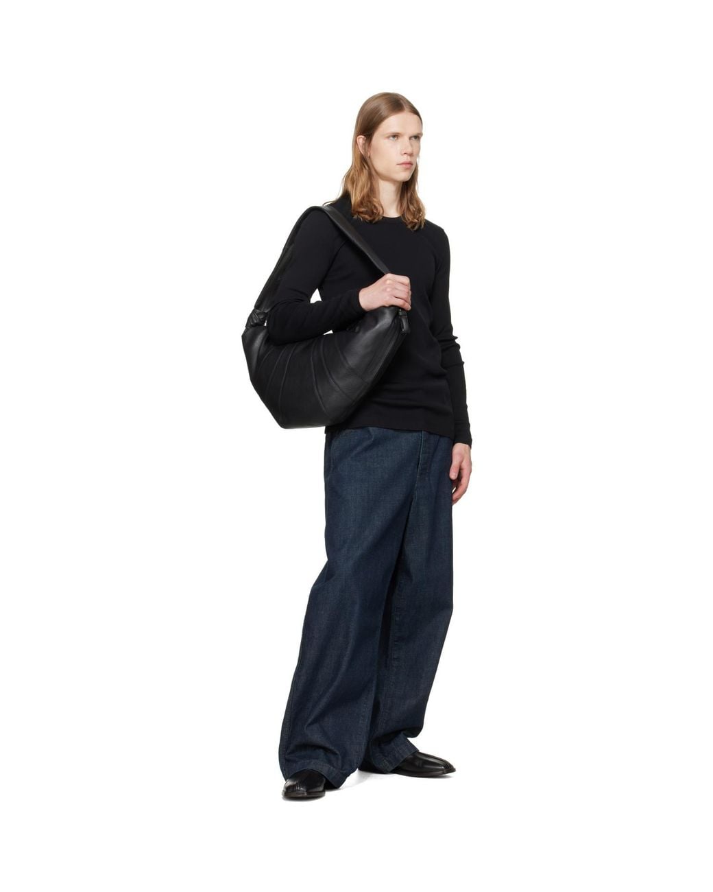 Lemaire Black Large Croissant Bag for men