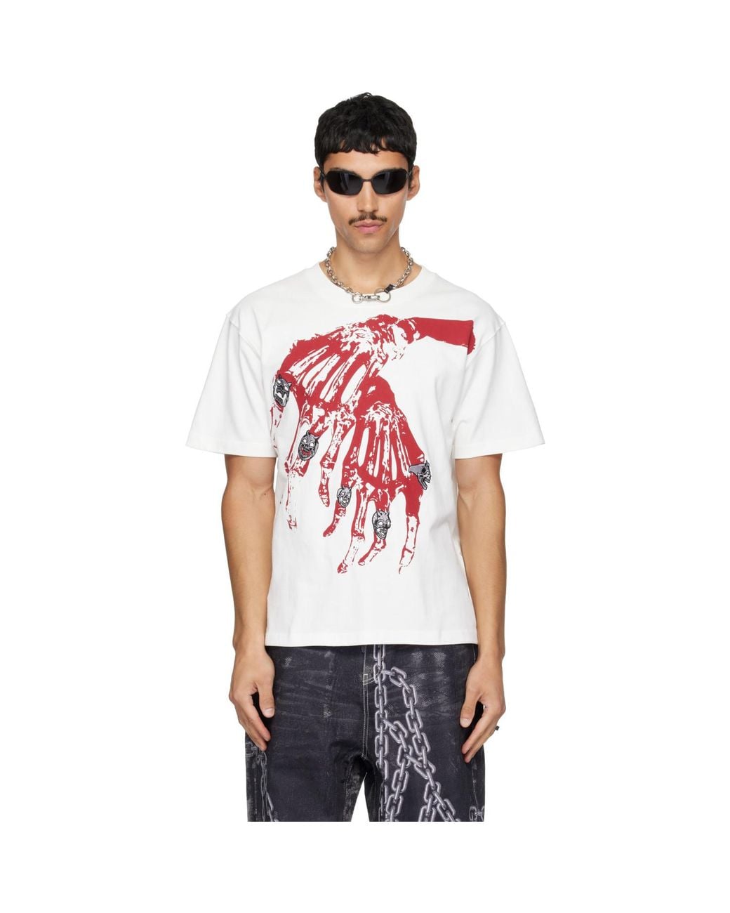 THUG CLUB Red Tc Bone Cross T-Shirt for men