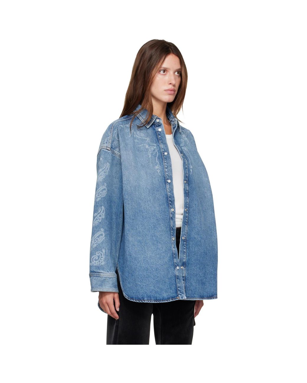 Off-White c/o Virgil Abloh Blue Paisley Lover Denim Shirt