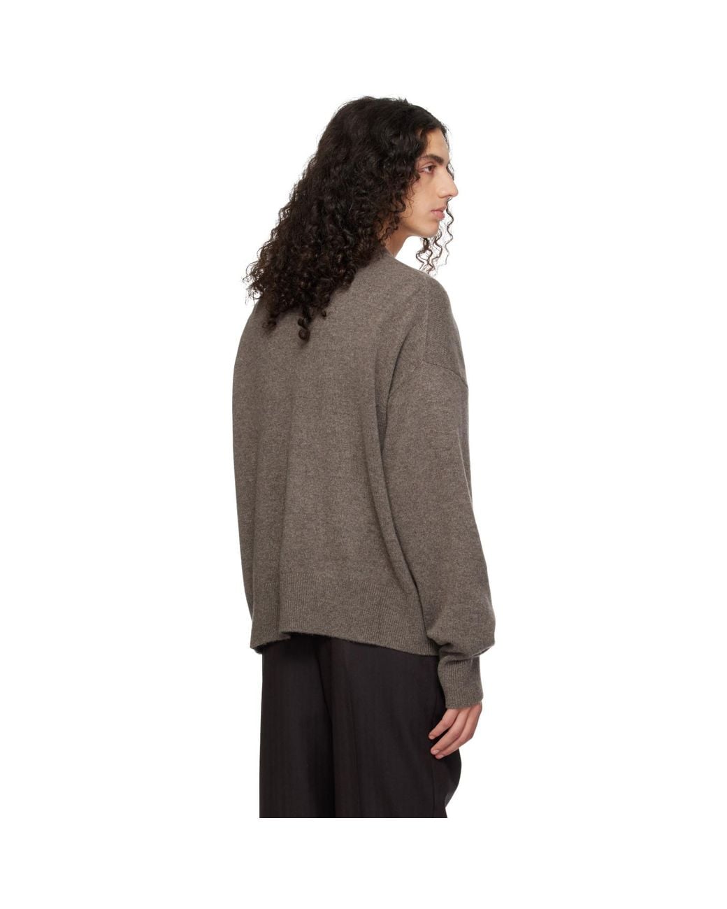 YACAIA Brown Taupe Y-0008 Oversized Merino Cashmere Sweater for men