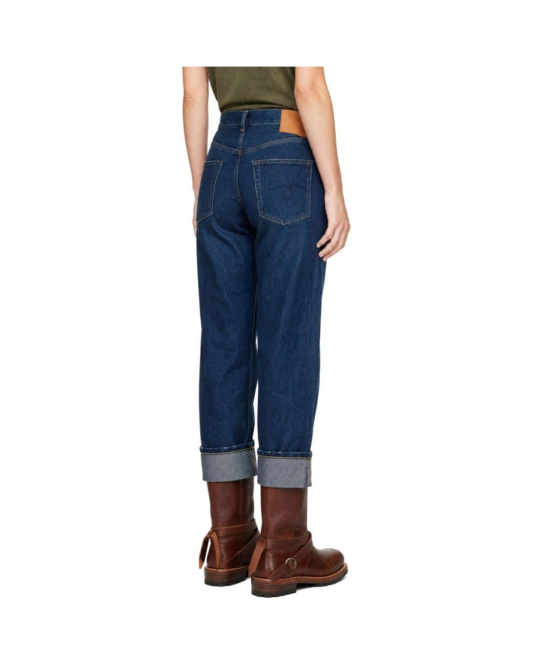 R13 Blue Cuffed Boyfriend Jeans