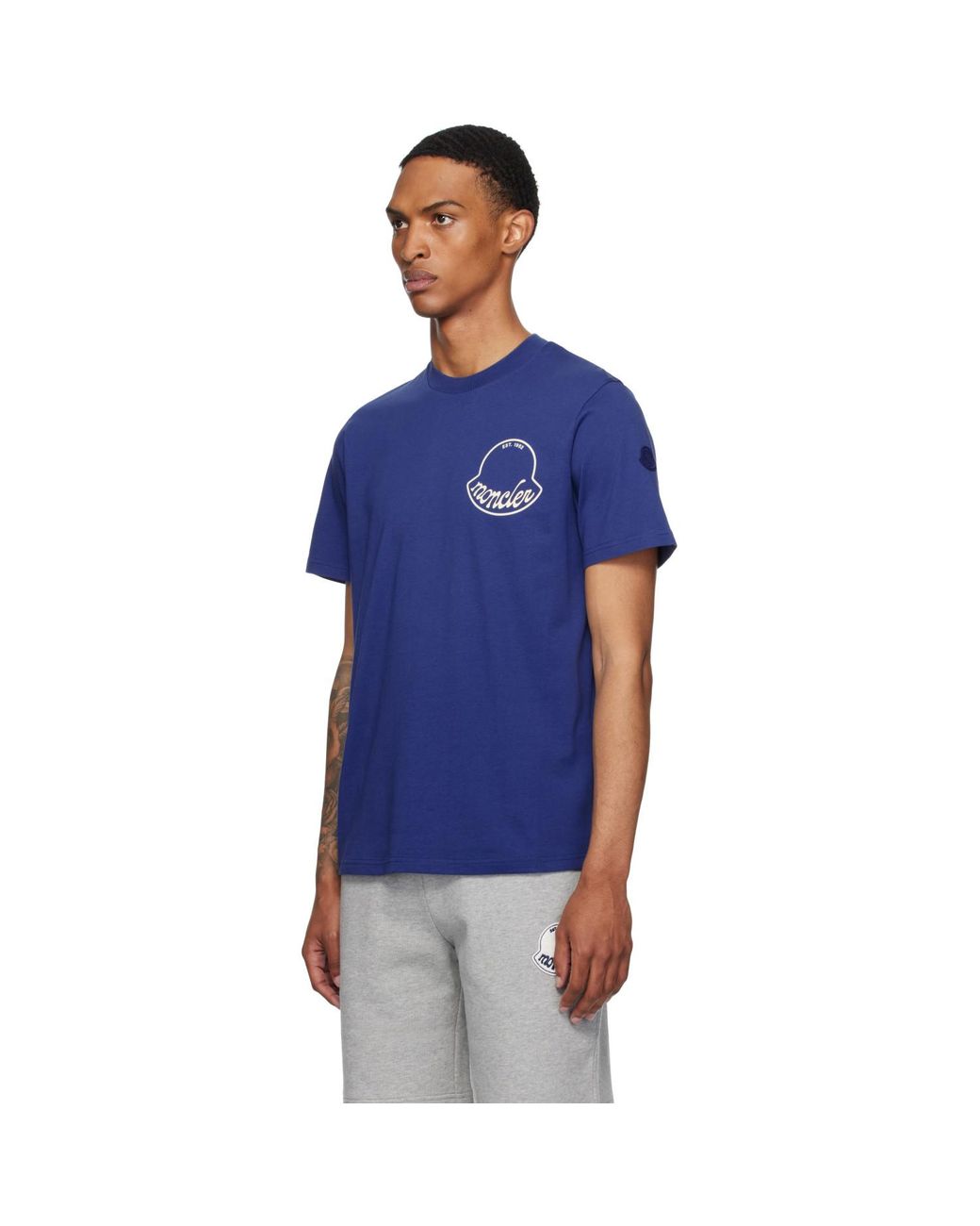 Moncler Blue Archivio Creativo T-Shirt for men