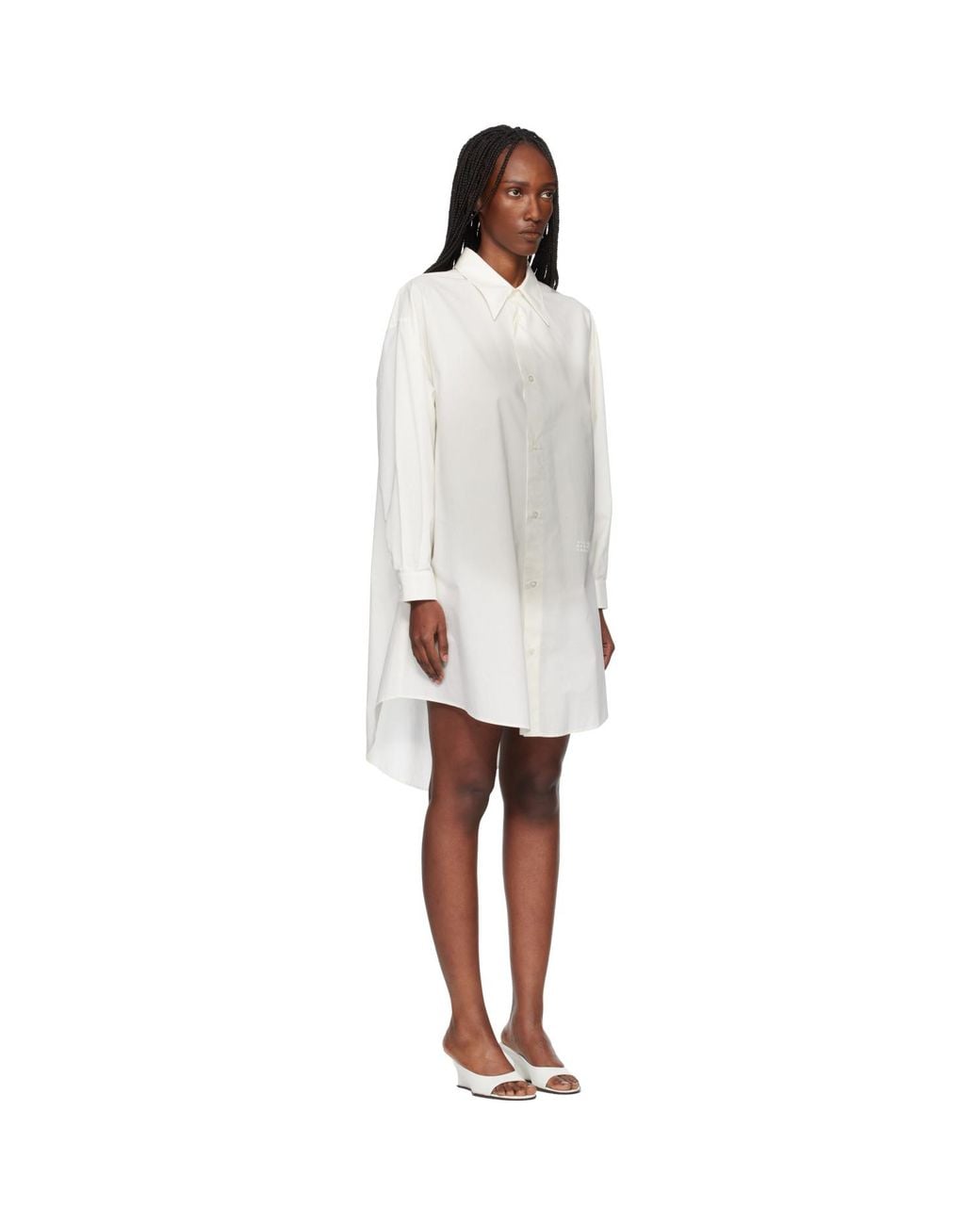 MM6 by Maison Margiela White Off- Cotton Poplin Minidress