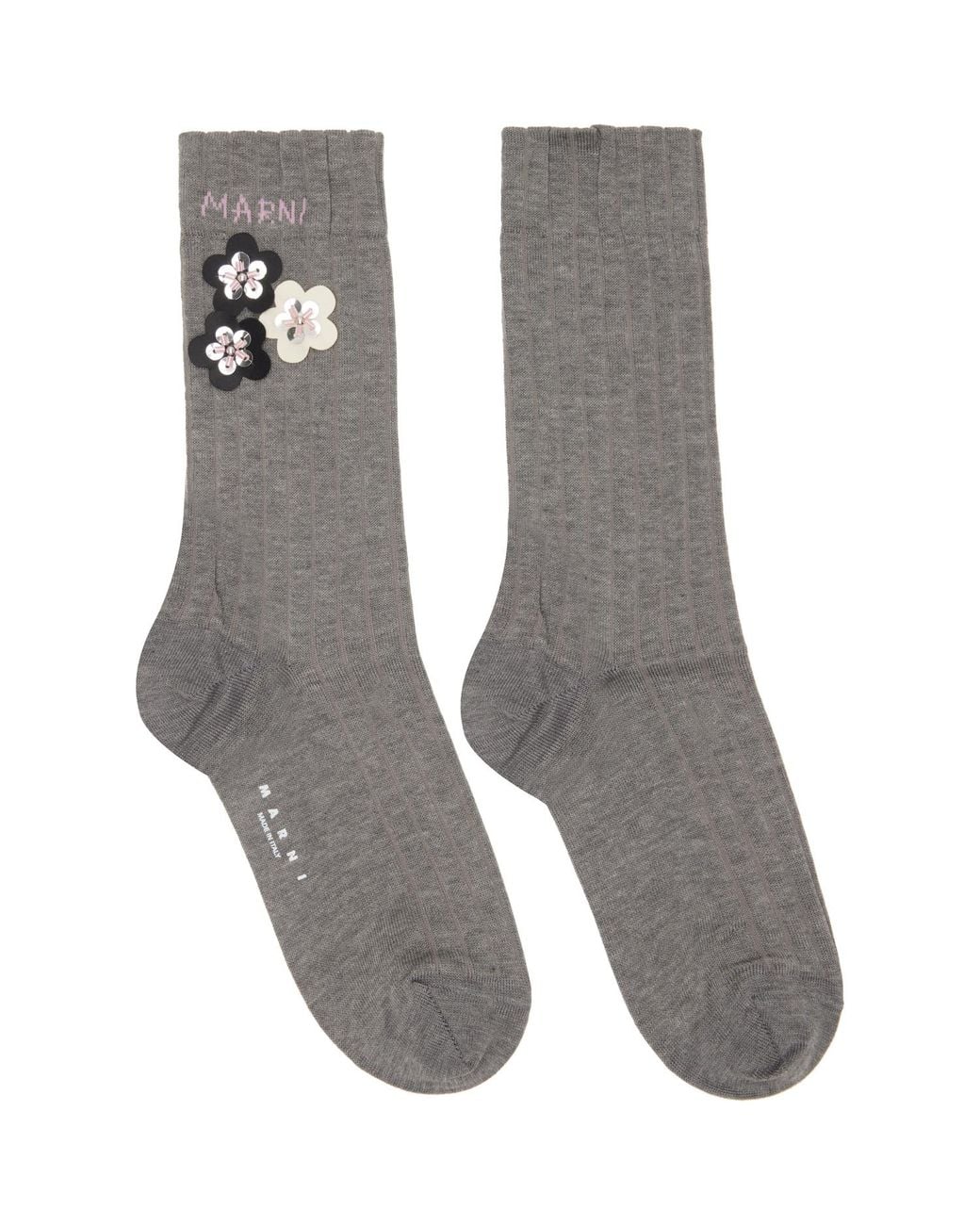 Marni Gray Daisy Applique Socks